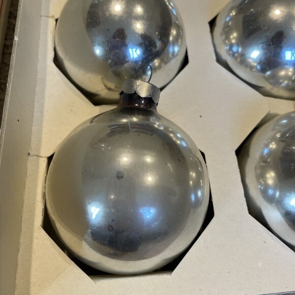 Vintage Essex Franke Silver Glass Christmas Tree Ornaments Set of 12 USA 60s - Picture 7 of 10